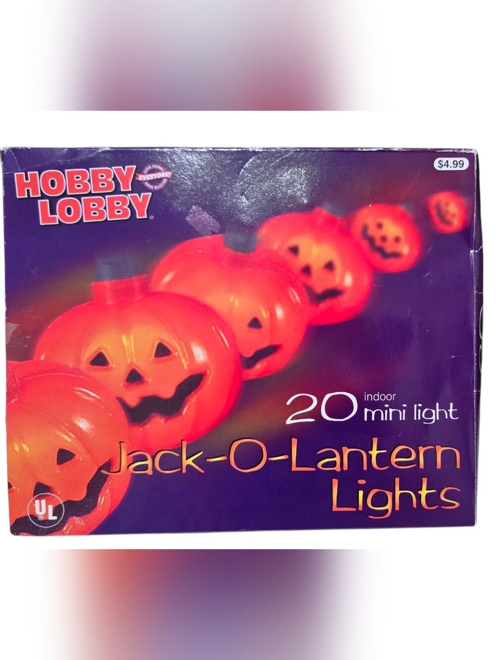 NIB Vintage Hobby Lobby Orange Jack-O-Lantern Mini Light String